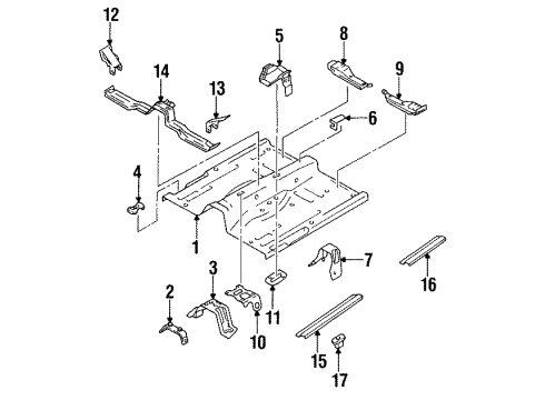 1994 Infiniti Q45 Floor Floor-Front Diagram for 74312-67U30