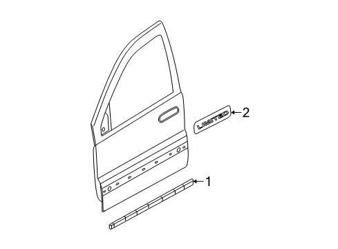 2005 Jeep Grand Cherokee Exterior Trim - Front Door Molding-Front Door Diagram for 5HU14RXFAD