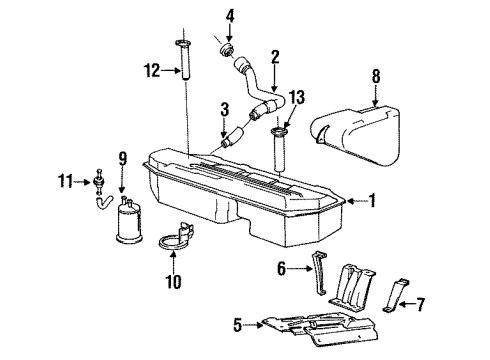 1991 BMW 318i Fuel System Components Filler Pipe Diagram for 16111180956