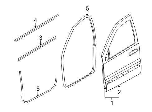 2008 Jeep Commander Front Door Seal-Front Door Diagram for 55396711AH