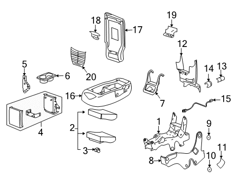 2011 Chevrolet Impala Front Seat Components Holder, Front Center Seat Cup *Titanium Diagram for 88995541