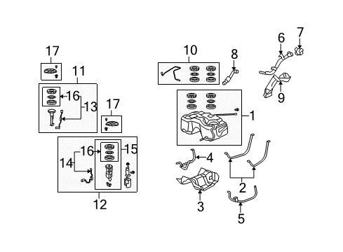 2007 Acura RDX Senders Nut & Gasket Set, Fuel Lock Diagram for 17046-STK-A00