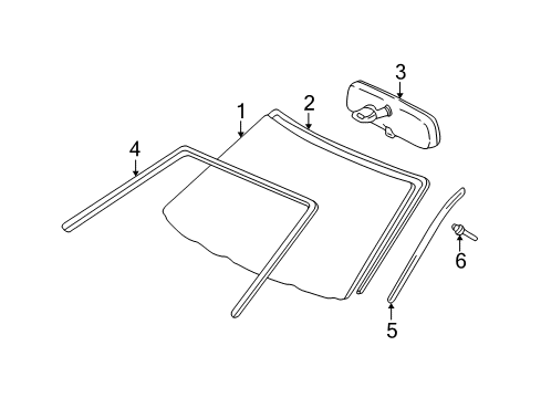 2002 Toyota Sienna Windshield Glass, Reveal Moldings Side Molding Diagram for 75534-08010