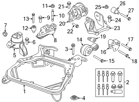 2011 Ford Fusion Engine & Trans Mounting Transmission Mount Bracket Nut Diagram for -W710645-S440