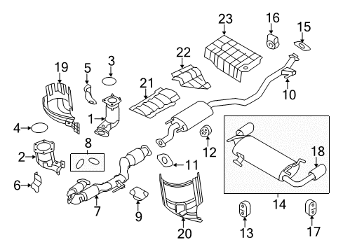 2013 Nissan Murano Exhaust Components SHROUD-Catalyst Converter, Lower Diagram for 20851-JN00A