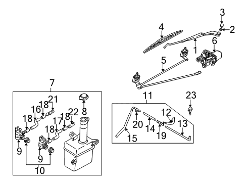 2004 Kia Spectra Wiper & Washer Components Front Wiper Motor Assembly Diagram for 0K2AA67350D