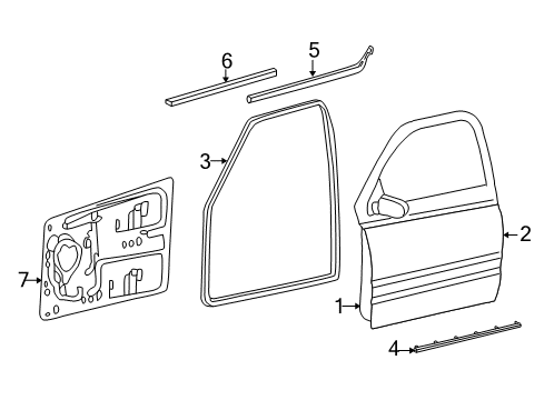 2003 Dodge Ram 2500 Door & Components WEATHERSTRIP-Door Belt Diagram for 55276942AA