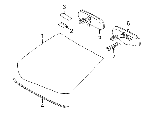 2009 Pontiac Vibe Windshield Glass Cover, Inside Rear View Mirror Wiring Harness Diagram for 19184604