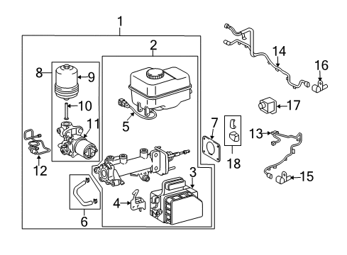 2005 Lexus GX470 ABS Components Solenoid, Master Cylinder Diagram for 47217-60021