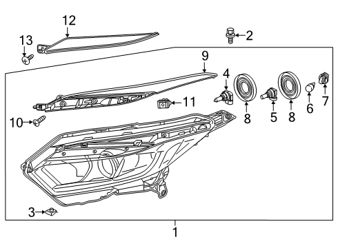 2019 Honda HR-V Headlamps Headlight Assembly, Passenger Side Diagram for 33100-T7A-A51