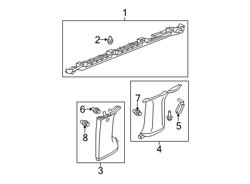 2011 Honda Element Interior Trim - Quarter Panels Garnish Assy., L. Quarter Pillar *NH220L* (CLEAR GRAY) Diagram for 84181-SCV-A11ZA