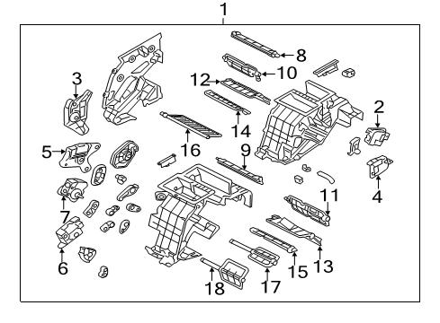 2019 Genesis G80 A/C Evaporator & Heater Components Mode Actuator, Right Diagram for 97154-B1500
