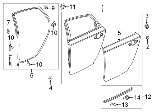 2019 Honda Accord Rear Door Seal, R. RR. Door (Lower) Diagram for 72828-TVA-A01