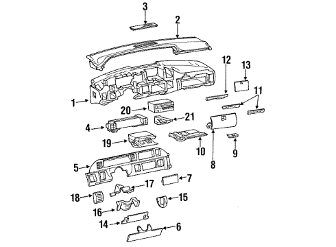 1993 Chevrolet Caprice Instrument Panel Heater & Air Conditioner Control Assembly Diagram for 16087321