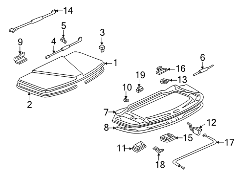 2002 Acura NSX Engine Lid - Lid & Components Hinge, Driver Side Engine Middle Lid Diagram for 69220-SL0-T00ZZ