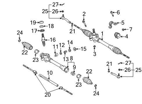 2000 Toyota Echo Steering Column & Wheel, Steering Gear & Linkage Boot Diagram for 45535-52030