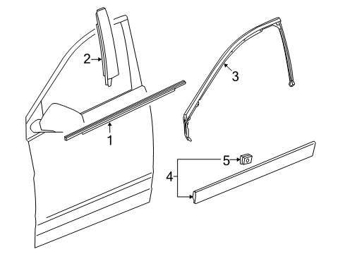 2010 Cadillac SRX Exterior Trim - Front Door Reveal Molding Diagram for 20943557