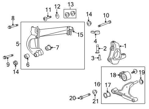 2016 Buick LaCrosse Front Suspension Components, Lower Control Arm, Stabilizer Bar Knuckle, Steering (W/ Hub) (Repair) Diagram for 22812744