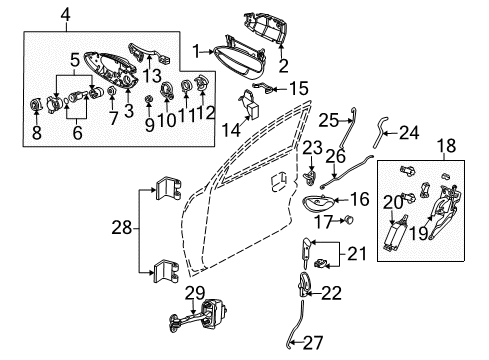 2006 Pontiac GTO Lock & Hardware Handle, Front Side Door Inside Diagram for 92104206