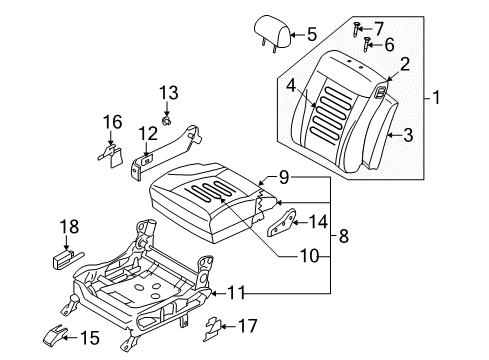 2007 Kia Amanti Passenger Seat Components Cushion Assembly-Front S Diagram for 882003F700718