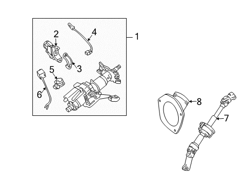 2006 Toyota Sienna Ignition Lock Ignition Lock Cylinder Diagram for 69057-AE010