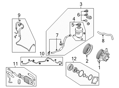 2008 Hyundai Veracruz P/S Pump & Hoses Reservoir & Hose Assembly-Power Steering G Diagram for 57190-3J002