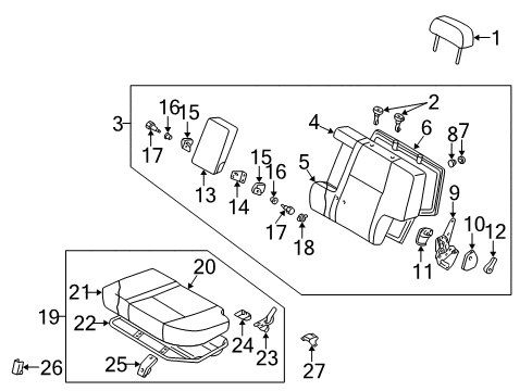 1997 Infiniti QX4 Rear Seat Components Mirror Assembly-Outside Rear View, LH Diagram for 87610-0W000