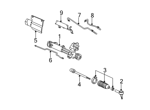 2000 Ford Taurus P/S Pump & Hoses, Steering Gear & Linkage Gear Assembly Diagram for YF1Z-3504-EARM