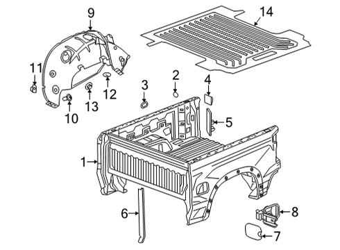 2021 Chevrolet Silverado 2500 HD Pick Up Box Fuel Door Diagram for 84736197