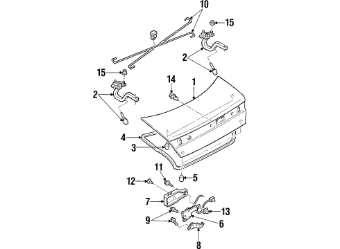 1998 Mercury Tracer Trunk Lid Latch Diagram for F7CZ-5443200-BC