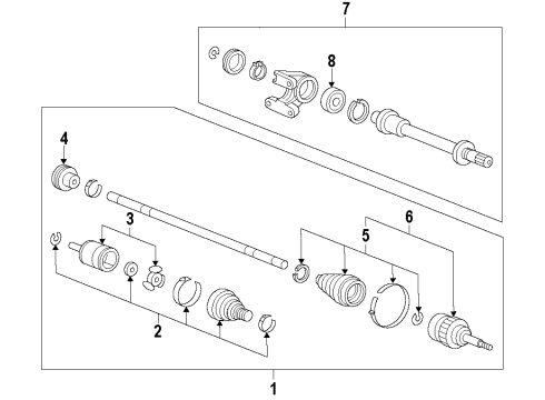 2011 Honda Fit Front Axle Shafts & Joints, Drive Axles Damper, Dynamic Diagram for 44351-TK6-A51