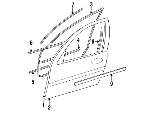 1994 Infiniti J30 Front Door Moulding-Front Door Sash, Front LH Diagram for 80283-10Y00