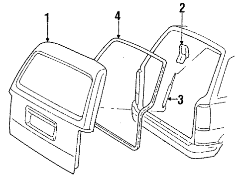 1986 Ford Aerostar Gate & Hardware Latch Assembly Diagram for E79Z1143170A