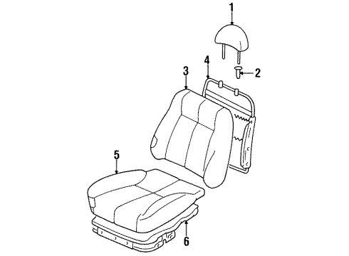 1995 Hyundai Accent Front Seat Components Pad Assembly-Front Seat Cushion Driver Diagram for 88150-22000