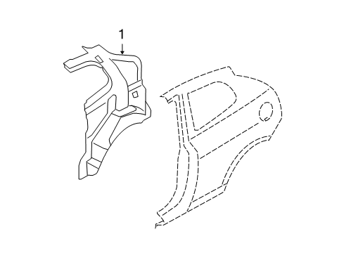 2009 Hyundai Accent Inner Structure - Quarter Panel Panel Assembly-Quarter Inner, LH Diagram for 71601-1E201