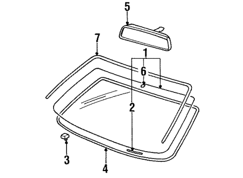 1996 Hyundai Accent Windshield Glass, Reveal Moldings Mirror Assembly-Rear View Inside Diagram for 85101-22200