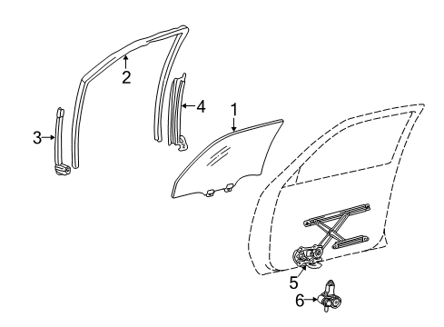 2002 Lexus ES300 Front Door Run, Front Door Glass, LH Diagram for 68151-33070