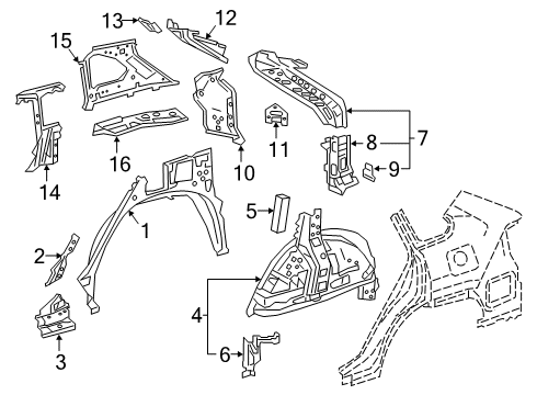 2020 Toyota RAV4 Inner Structure - Quarter Panel Extension Sub-Assembly Diagram for 61064-42020