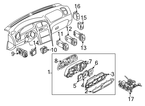 2001 Kia Spectra Cruise Control System Control Assembly-Heater Diagram for 1K2AA61190