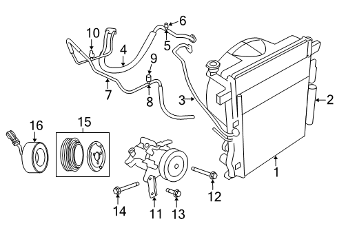 2008 Jeep Liberty A/C Condenser, Compressor & Lines Coil-Air Conditioning Clutch Diagram for 68057093AA