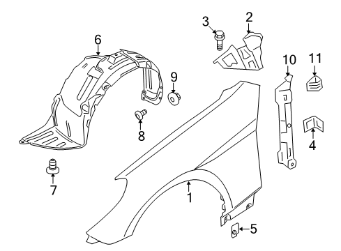 2015 Hyundai Genesis Coupe Fender & Components Front Wheel Guard Assembly, Left Diagram for 86811-2M500