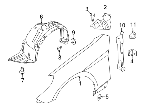 2015 Hyundai Genesis Coupe Fender & Components Front Wheel Guard Assembly, Right Diagram for 86812-2M500