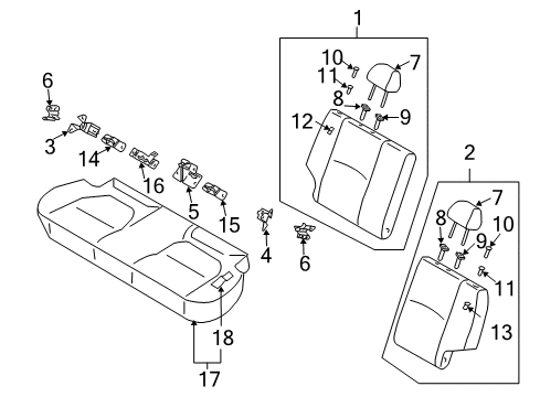 2004 Kia Rio Rear Seat Pole Guide Diagram for 89792FD19008