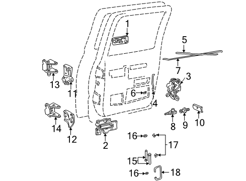 1999 GMC K2500 Front Door Hinge Kit, Rear Side Door Lower Body Side Diagram for 12543864
