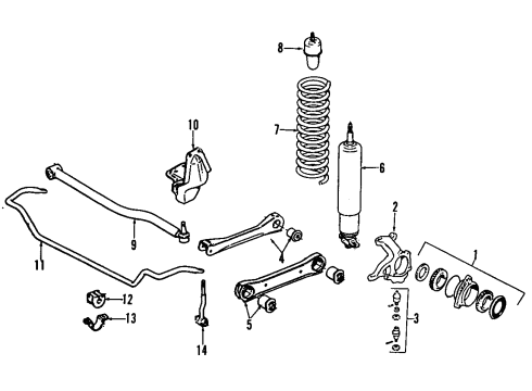1988 Jeep J10 Front Suspension Components, Stabilizer Bar Bar-Track Diagram for 52003918