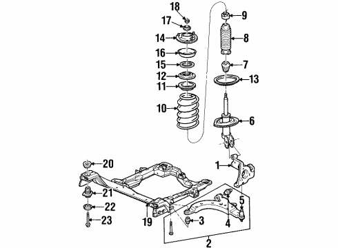 2000 Oldsmobile Silhouette Front Suspension Components, Lower Control Arm, Stabilizer Bar Strut Diagram for 88945802