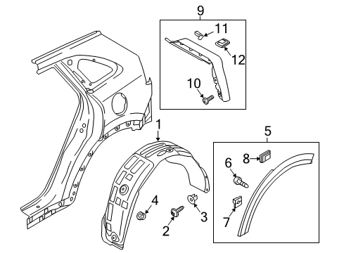 2019 Kia Niro EV Exterior Trim - Quarter Panel Pad-Back Panel Diagram for 873783R000