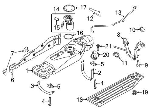 2021 Ford F-150 Fuel Supply Bracket U-Nut Diagram for -W520803-S439