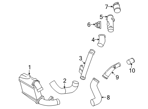 2015 Nissan GT-R Turbocharger Charge Air Cooler Diagram for 14461-KJ11A