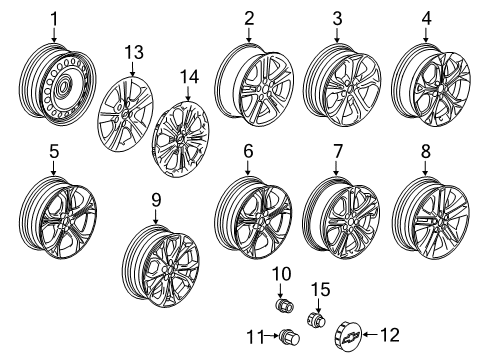 2019 Chevrolet Cruze Wheels Wheel Rim-Frt & Rr Diagram for 42576165